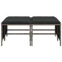 Tuinkrukken met kussens 4 st poly rattan grijs - thumbnail