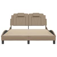 Bedframe met LED-verlichting kunstleer cappuccino 140x190 cm - thumbnail