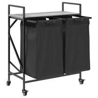 Wasmand 2 vakken met planken grijs sonoma eiken - thumbnail