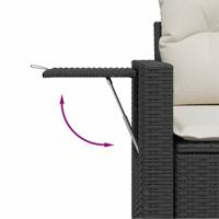 7-delige Loungeset met kussens poly rattan zwart - thumbnail