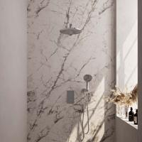 Brauer Chrome Carving Thermostatische Regendoucheset Inbouw - Hoofddouche 30 cm - Rechte Wandarm - 3 Weg - Handdouche 3 Standen - Doucheslang - Wandaansluitbocht - Chroom - thumbnail