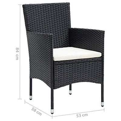 5-delige Tuinset met kussens poly rattan zwart - thumbnail