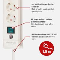 Stekkerdoos Premium-Line 4-Wegs 1.80 m Wit - Geaard - thumbnail