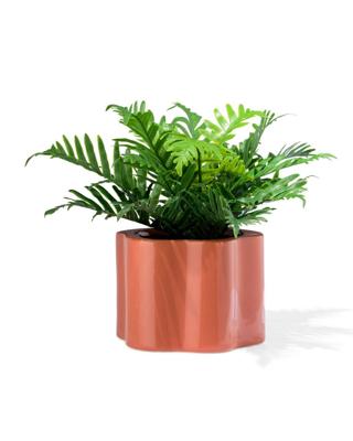HEMA Bloempot 14.9x10.5x12.5cm Keramiek Golvend Terra (terra)