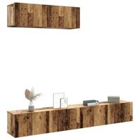 Tv-wandmeubelen 3 st 100x30x30 cm bewerkt hout oud houtkleurig - thumbnail