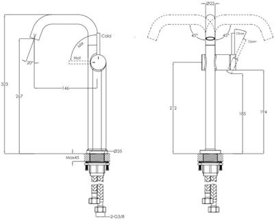 Ben Navan industriële verhoogde wastafelkraan mat zwart