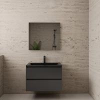 Badmeubel Boss & Wessing Paris 80 cm Mat Zwart Wastafel Compleet Hoogglans Antraciet Boss & Wessing - thumbnail
