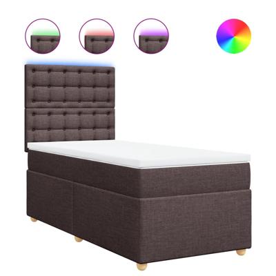 Boxspring met matras stof donkerbruin 140x200 cm - thumbnail