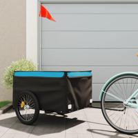 VidaXL Fietstrailer 45 kg ijzer zwart en blauw - thumbnail