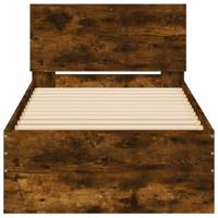 Bedframe met hoofdbord en LED gerookt eikenkleurig 90x200 cm - thumbnail
