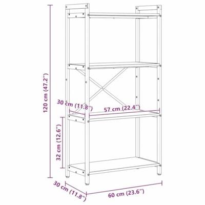 Boekenkast Sonoma eiken 60 x 30 x 118 cm MDF en Staal