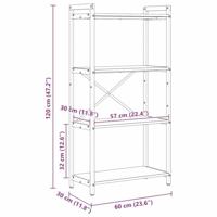 Boekenkast Sonoma eiken 60 x 30 x 118 cm MDF en Staal - thumbnail