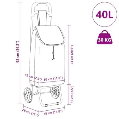 VidaXL Winkel trolley zwart 35 x 28 x 92 cm oxford stof
