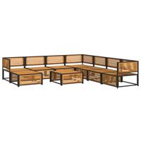 9-delige Loungeset met kussens massief acaciahout - thumbnail