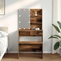 Kaptafelset met LED-verlichting bewerkt hout oud houtkleurig - thumbnail