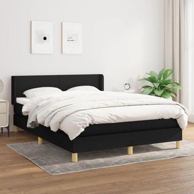 Boxspring met matras stof zwart 140x200 cm