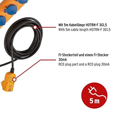 Brennenstuhl Super-Solid SL 554 DE FI IP54 Tafelcontactdozenblok 5-voudig 5m H07RN-F 3G1,5 - 1159900805
