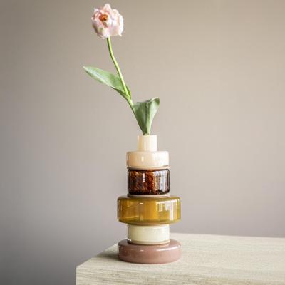 By-Boo Vaas 'Golas' Mondgeblazen glas, kleur Bruin