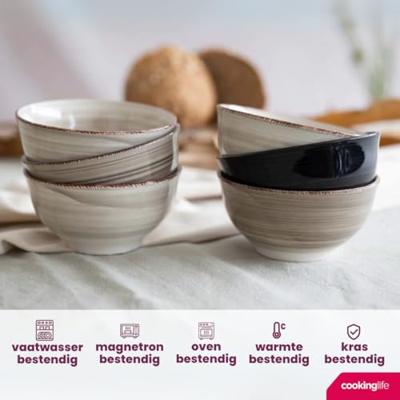 Cookinglife Soepkommen / kommen Delice Grijs ø 14 cm - 6 stuks