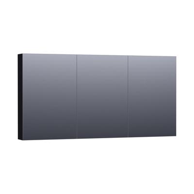 Brauer Impress Deluxe Spiegelkast - 140 cm - met interne en externe Verlichting - 3 Dubbelzijdige Spiegeldeuren - Mat Zwart