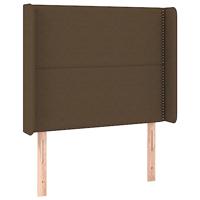 Hoofdbord met randen 83x16x118/128 cm stof donkerbruin - thumbnail
