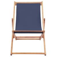 Strandstoel inklapbaar stof en houten frame blauw - thumbnail