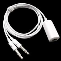 3.5mm vrouwelijk naar 3.5mm mannelijke microfoonaansluiting + 3.5mm mannelijke Earphone Jack adapterkabel voor Apple Computer lengte: 78cm(White) - thumbnail