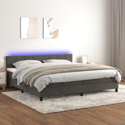 Boxspring met matras en LED fluweel donkergrijs 200x200 cm
