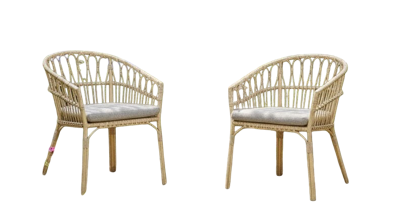 Lenco stacking dining chair bamboo alu/bamboo wicker Eurofar - Eurofar