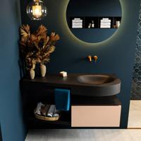 MONDIAZ RIVA 120cm badmeubel onderkast / planchet kleur Rosee met 1 lade. Wastafel DULCET rechts 0 kraangaten kleur Urban. - thumbnail