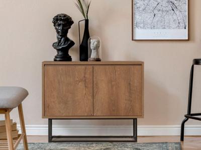 Commode ZERI 2 deuren walnoot/zwart