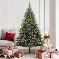 VidaXL Kunstkerstboom met scharnier 300 leds groen 180 cm pvc en pe - thumbnail