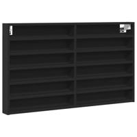 Vitrinekast 100x8,5x58 cm bewerkt hout zwart - thumbnail