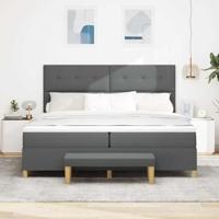 Boxspringbed met matras en bank stof donkergrijs 200x200 cm - thumbnail