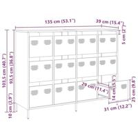 Dressoir 135x39x103,5 cm koudgewalst staal mosterdgeel - thumbnail