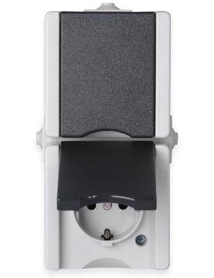 ProAQA wandcontactdoos IP44 2V RA verticaal met klapdeksel