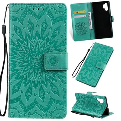 Gedrukt afdrukken zonnebloem patroon horizontale Flip PU lederen case voor Galaxy Note 10 +/Note 10 Pro met houder & kaartsleuven & portemonnee & Lan