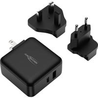 ANSMANN Caricatore USB da viaggio 30W Carica rapida Adattatore universale da viaggio Spina da viaggio con 1x porta USB A + 1x USB C e spine intercambiabili per adattatore USA UK Europa - thumbnail