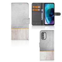 Motorola Moto G51 5G | Book Style Case | Wood Concrete | Portemonnee hoesje - thumbnail