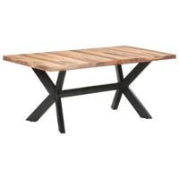 Eettafel 180x90x75 cm massief hout met honingkleurige afwerking - thumbnail