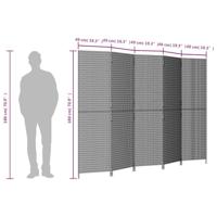 Kamerscherm 5 panelen poly rattan zwart - thumbnail