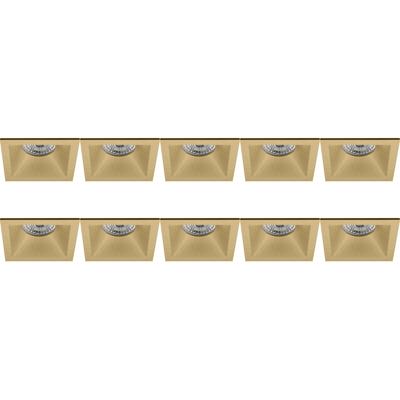 Vierkante Inbouwspot Armatuur 10-Pack Goud - GU10 - Aluminium - 82mm