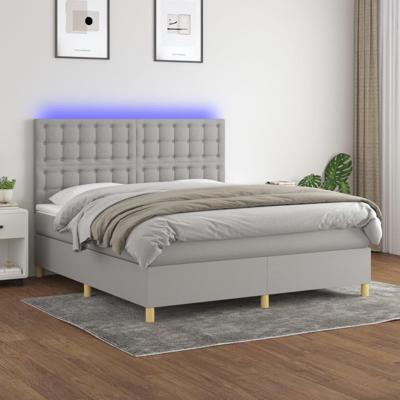 Boxspring met matras en LED stof lichtgrijs 160x200 cm