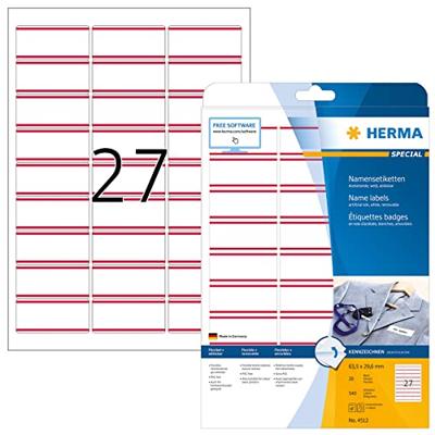 Naambadge etiket herma 4512 63.5x29.6mm wit rood Naambadge etiket herma 4512 63.5x29.6mm wit rood