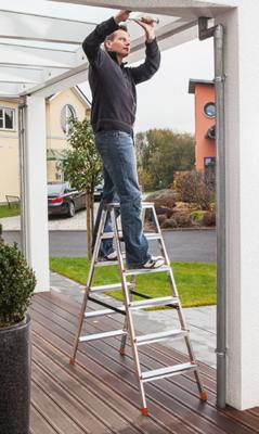 Krause Dopplo Dubbelzijdige trapladder Zilver
