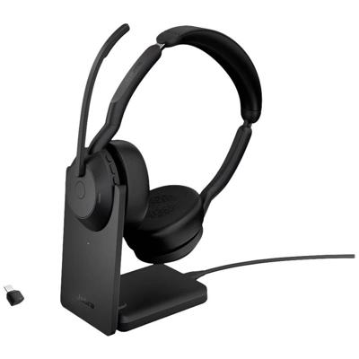 Jabra Evolve2 55 Headset Bedraad en draadloos Hoofdband Kantoor/callcenter Bluetooth Oplaadhouder Zwart
