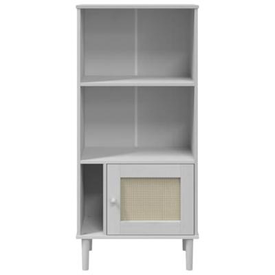Boekenkast SENJA rattan-look 60x35x130 cm grenenhout wit