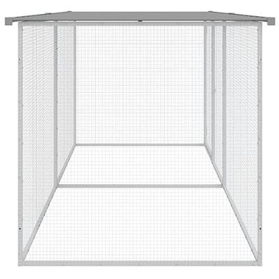 Kippenhok met dak 203x98x90 cm gegalvaniseerd staal lichtgrijs