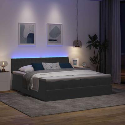 Ottoman bed met matrassen en LED's 160x200cm fluweel zwart