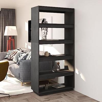 Boekenkast/kamerscherm 80x35x167 cm massief grenenhout grijs